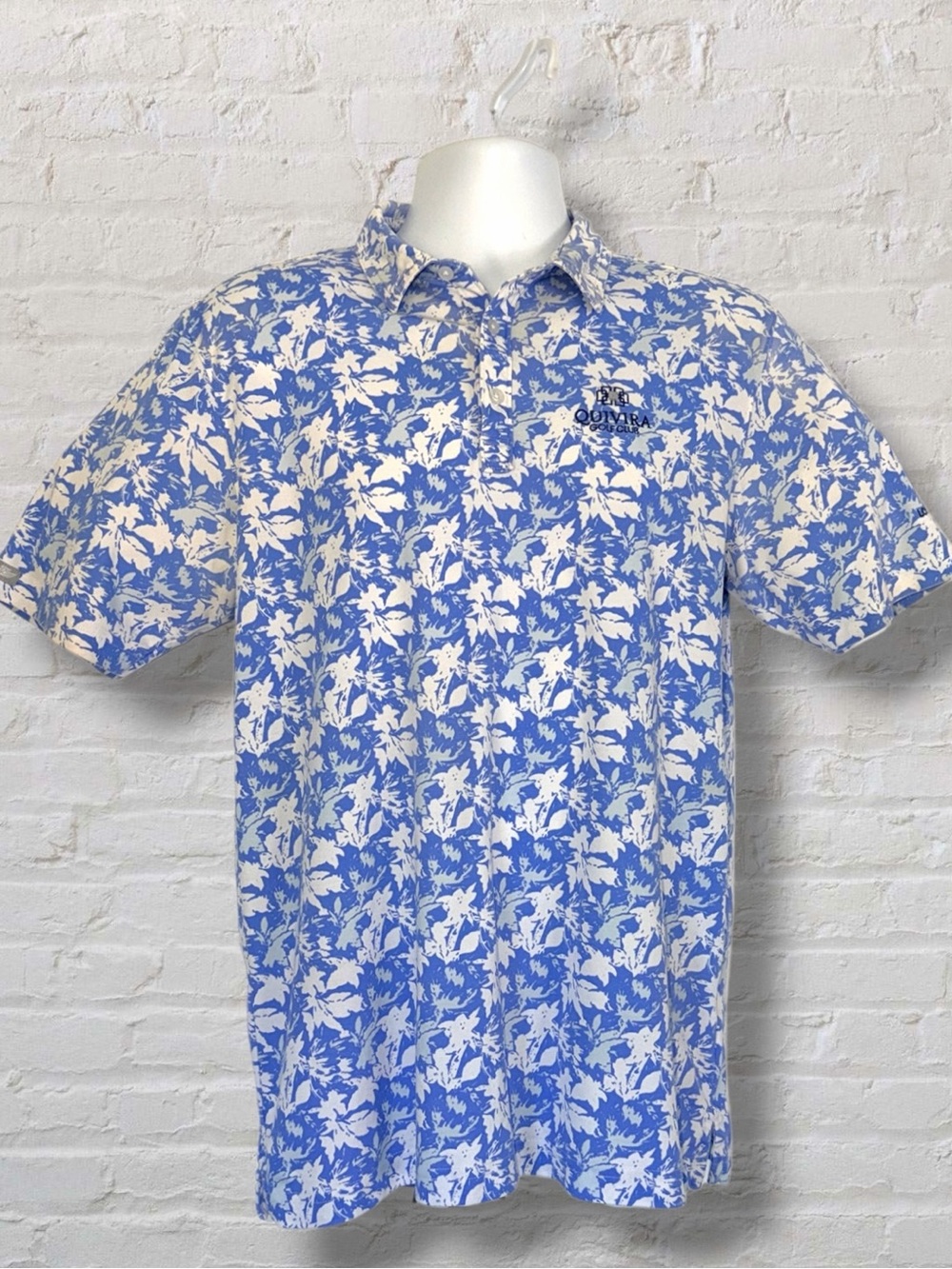 Straight Down Men’s M Blue Floral Golf Polo Quivira Golf Club Los Cabos Mexico